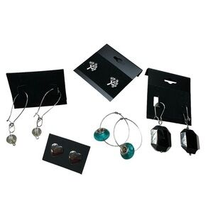 Five Pair Beautiful Silver Tone Pierced Earrings